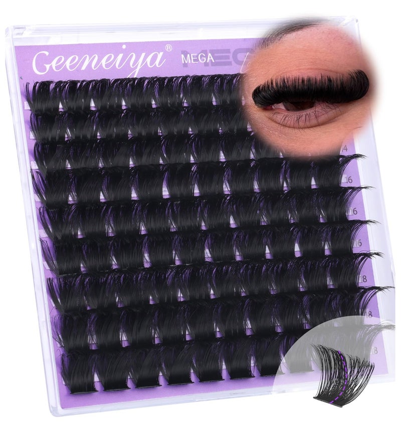 Geeneiya 200D Mega Lash Clusters Volume Eyelash Clusters D Curvature Cluster Eyelash Extensions 141618MM Mega Lashes